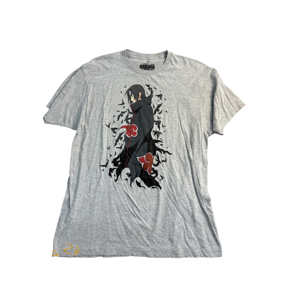 Naruto Shippuden Itachi Uchiha Crow Graphic T-Shirt Gray XL Ripple Junction